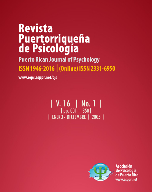 					Ver Vol. 16 Núm. 1 (2005): Sección Especial sobre Psicología y Políticas Públicas
				